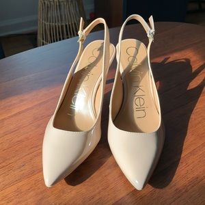 Nude Calvin Klein sling backs